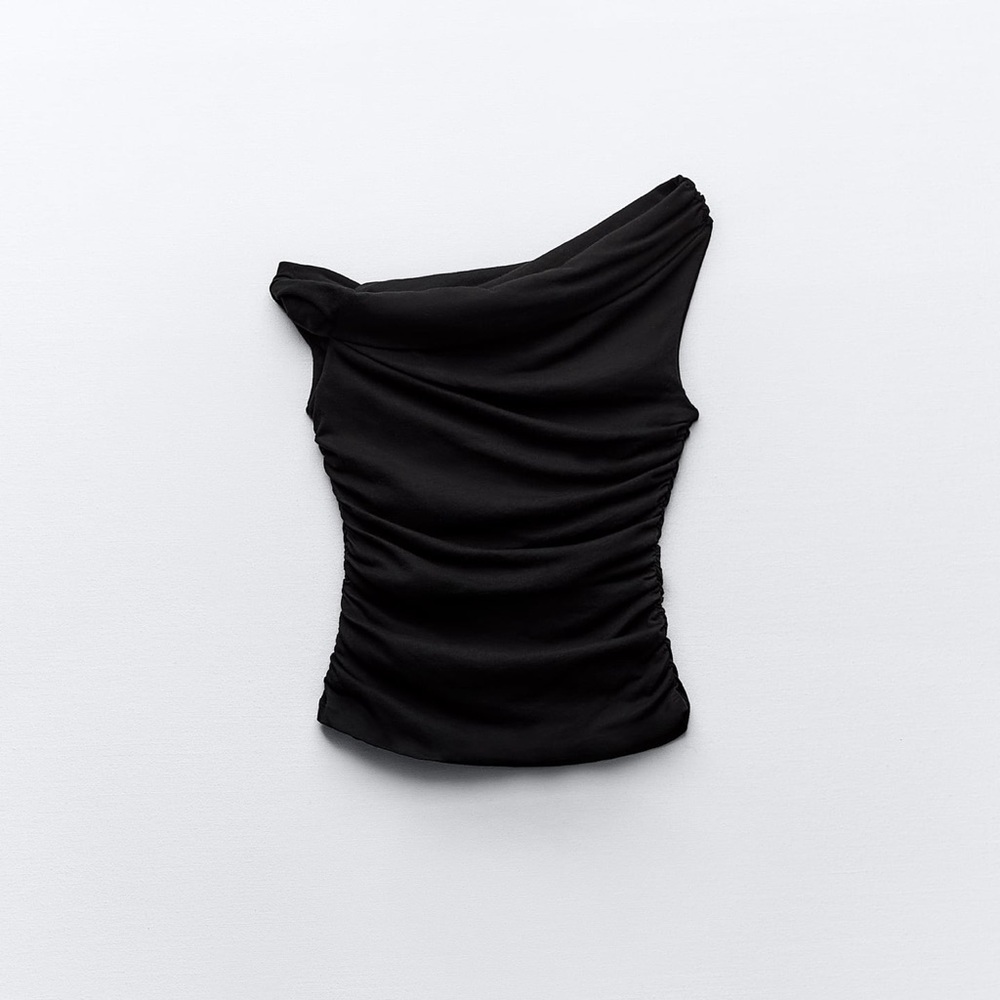ZARA Asymmetric Ruched Top Size M